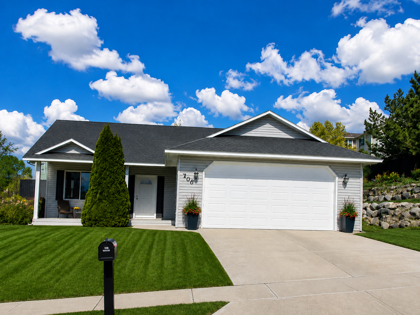 The same lawn, now lush and green — flourishing after the simplest change